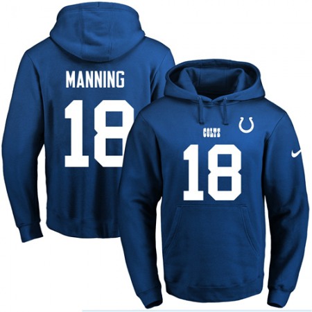 Colts #18 Peyton Manning Royal Blue Name & Number Pullover NFL Hoodie