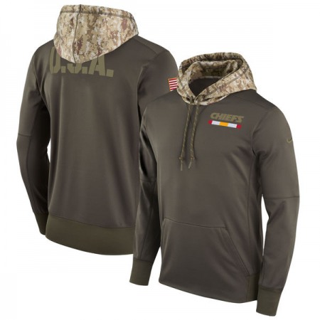 Men's Kansas City Chiefs Olive Salute to Service Sideline Therma Pullover Hoodie