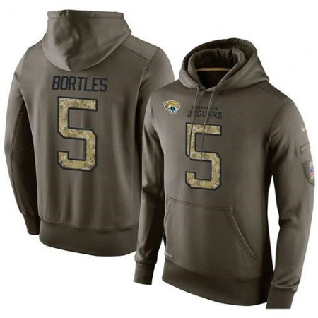 NFL Men's Jacksonville Jaguars #5 Blake Bortles Stitched Green Olive Salute To Service KO Performance Hoodie