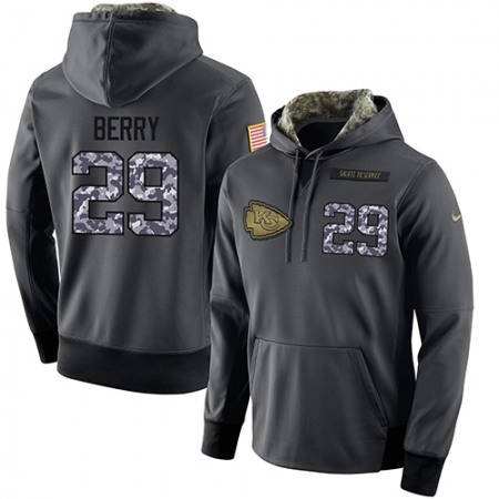 NFL Men's Kansas City Chiefs #29 Eric Berry Stitched Black Anthracite Salute to Service Player Performance Hoodie