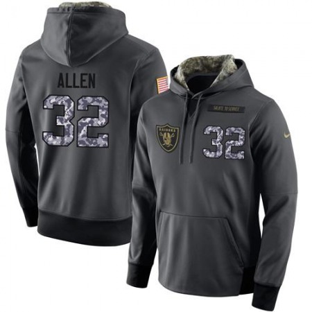 NFL Men's Oakland Raiders #32 Marcus Allen Stitched Black Anthracite Salute to Service Player Performance Hoodie