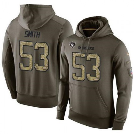 NFL Men's Oakland Raiders #53 Malcolm Smith Stitched Green Olive Salute To Service KO Performance Hoodie