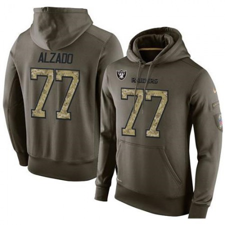 NFL Men's Oakland Raiders #77 Lyle Alzado Stitched Green Olive Salute To Service KO Performance Hoodie