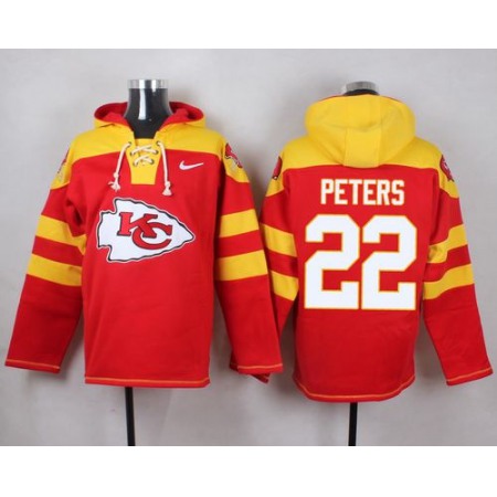 Chiefs #22 Marcus Peters Red Player Pullover NFL Hoodie