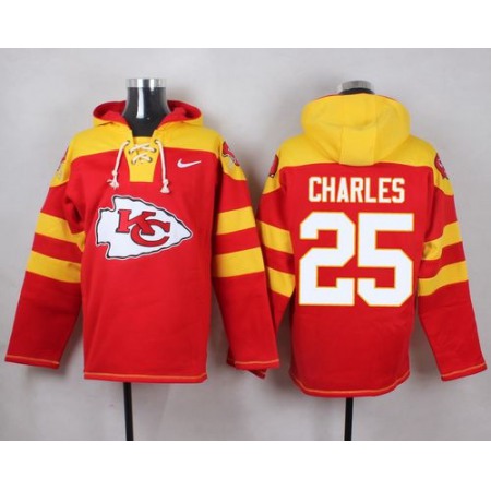 Chiefs #25 Jamaal Charles Red Player Pullover NFL Hoodie