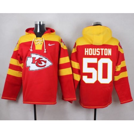 Chiefs #50 Justin Houston Red Player Pullover NFL Hoodie