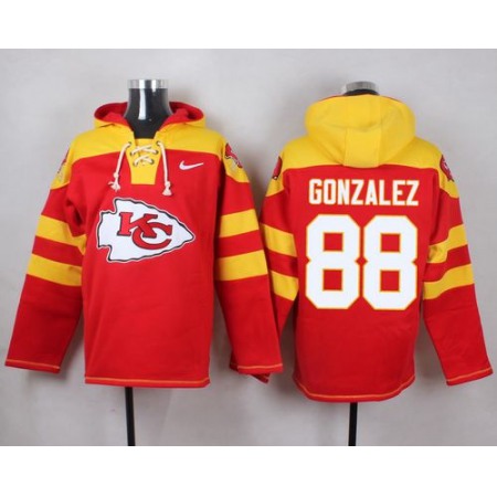 Chiefs #88 Tony Gonzalez Red Player Pullover NFL Hoodie