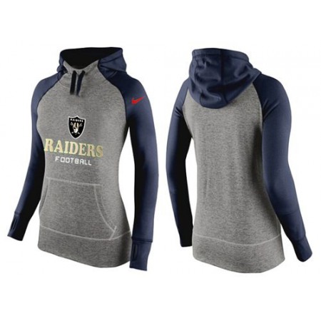 Women's Oakland Raiders Performance Hoodie Grey & Dark Blue