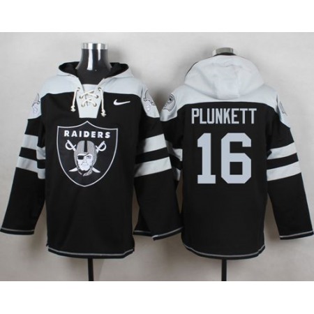 Raiders #16 Jim Plunkett Black Player Pullover NFL Hoodie