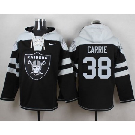 Raiders #38 T.J. Carrie Black Player Pullover NFL Hoodie