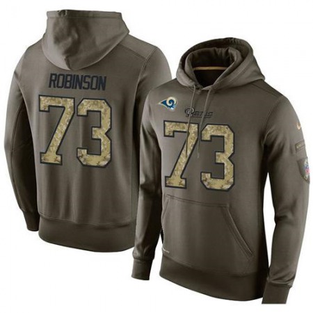 NFL Men's Los Angeles Rams #73 Greg Robinson Stitched Green Olive Salute To Service KO Performance Hoodie