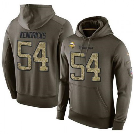 NFL Men's Minnesota Vikings #54 Eric Kendricks Stitched Green Olive Salute To Service KO Performance Hoodie