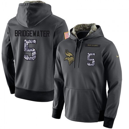 NFL Men's Minnesota Vikings #5 Teddy Bridgewater Stitched Black Anthracite Salute to Service Player Performance Hoodie