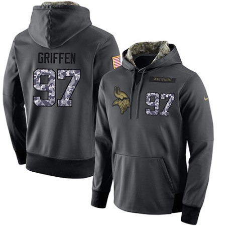 NFL Men's Minnesota Vikings #97 Everson Griffen Stitched Black Anthracite Salute to Service Player Performance Hoodie