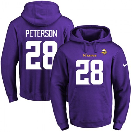 Vikings #28 Adrian Peterson Purple Name & Number Pullover NFL Hoodie