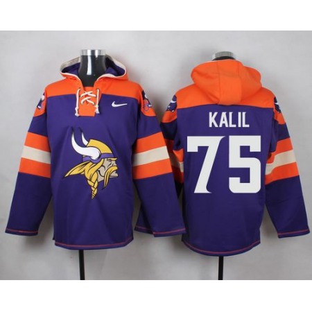 Vikings #75 Matt Kalil Purple Player Pullover NFL Hoodie