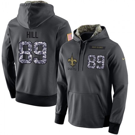 NFL Men's New Orleans Saints #89 Josh Hill Stitched Black Anthracite Salute to Service Player Performance Hoodie