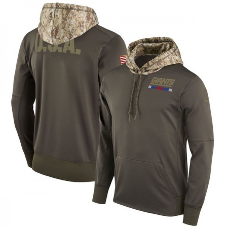 Men's New York Giants Olive Salute to Service Sideline Therma Pullover Hoodie