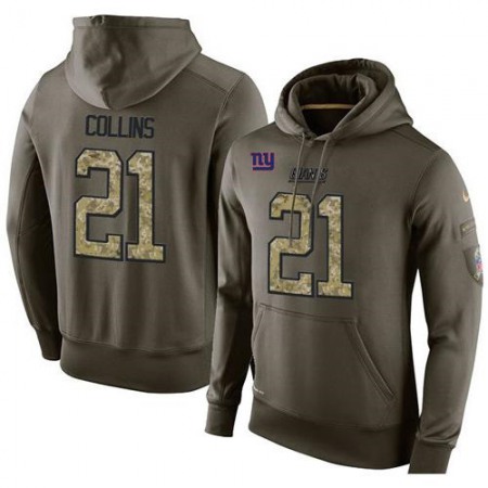 NFL Men's New York Giants #21 Landon Collins Stitched Green Olive Salute To Service KO Performance Hoodie