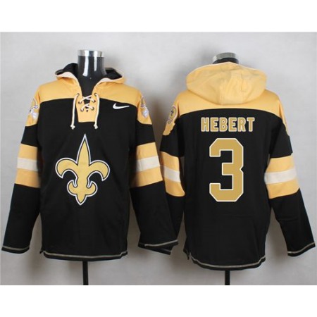 Saints #3 Bobby Hebert Black Player Pullover NFL Hoodie