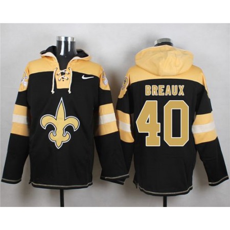 Saints #40 Delvin Breaux Black Player Pullover NFL Hoodie