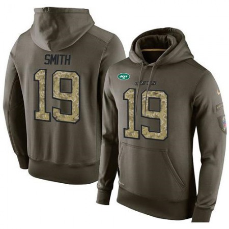 NFL Men's New York Jets #19 Devin Smith Stitched Green Olive Salute To Service KO Performance Hoodie