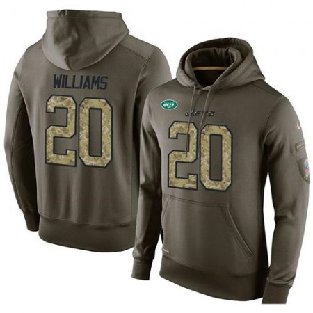 NFL Men's New York Jets #20 Marcus Williams Stitched Green Olive Salute To Service KO Performance Hoodie