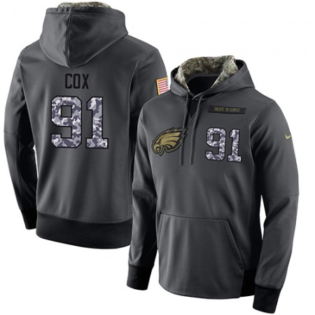 NFL Men's Philadelphia Eagles #91 Fletcher Cox Stitched Black Anthracite Salute to Service Player Performance Hoodie