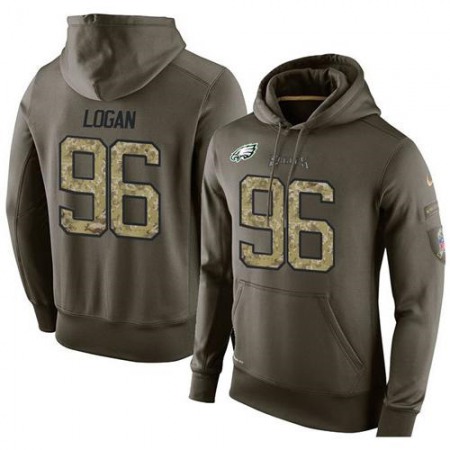 NFL Men's Philadelphia Eagles #96 Bennie Logan Stitched Green Olive Salute To Service KO Performance Hoodie