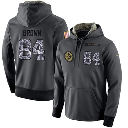 NFL Men's Pittsburgh Steelers #84 Antonio Brown Stitched Black Anthracite Salute to Service Player Performance Hoodie