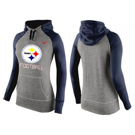 Women's Pittsburgh Steelers Performance Hoodie Grey & Dark Blue_1