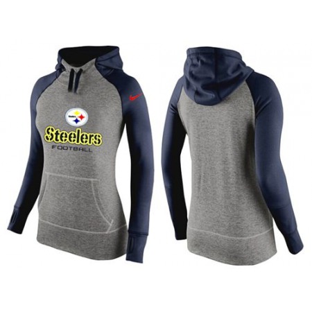 Women's Pittsburgh Steelers Performance Hoodie Grey & Dark Blue_2