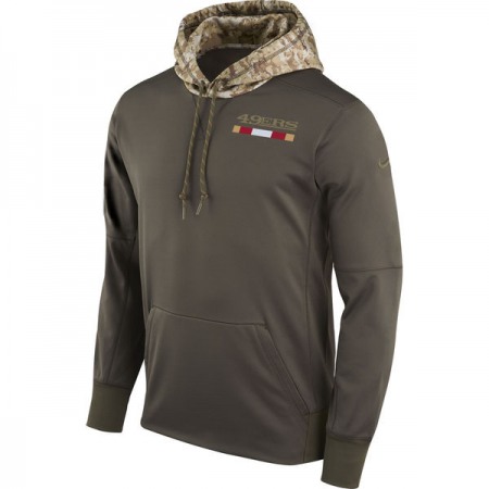 Men's San Francisco 49ers Olive Salute to Service Sideline Therma Pullover Hoodie