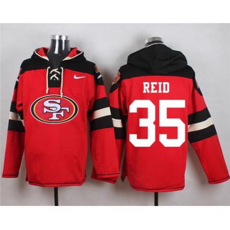 49ers #35 Eric Reid Red Player Pullover NFL Hoodie