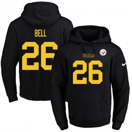Steelers #26 Le'Veon Bell Black(Gold No.) Name & Number Pullover NFL Hoodie