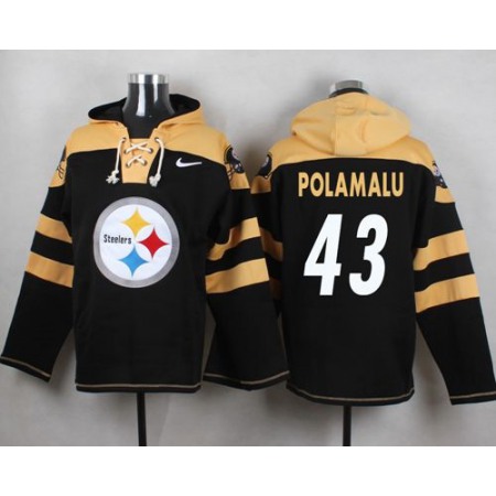 Steelers #43 Troy Polamalu Black Player Pullover NFL Hoodie