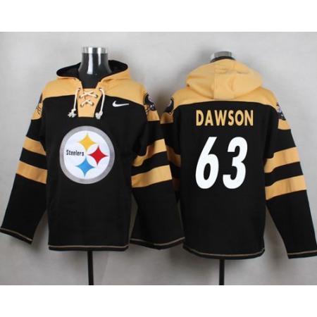 Steelers #63 Dermontti Dawson Black Player Pullover NFL Hoodie