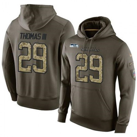 NFL Men's Seattle Seahawks #29 Earl Thomas III Stitched Green Olive Salute To Service KO Performance Hoodie