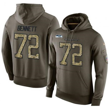 NFL Men's Seattle Seahawks #72 Michael Bennett Stitched Green Olive Salute To Service KO Performance Hoodie