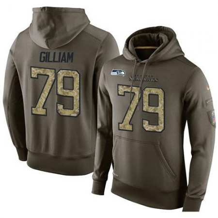 NFL Men's Seattle Seahawks #79 Garry Gilliam Stitched Green Olive Salute To Service KO Performance Hoodie
