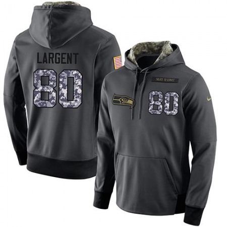 NFL Men's Seattle Seahawks #80 Steve Largent Stitched Black Anthracite Salute to Service Player Performance Hoodie