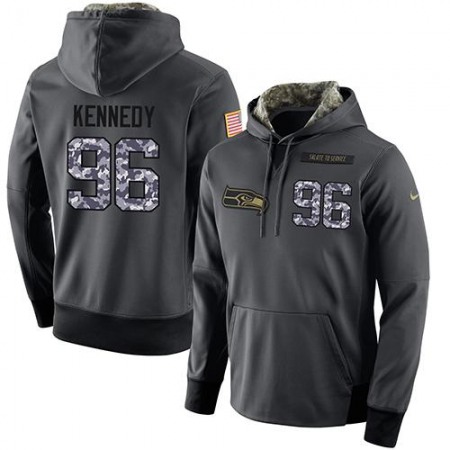 NFL Men's Seattle Seahawks #96 Cortez Kennedy Stitched Black Anthracite Salute to Service Player Performance Hoodie