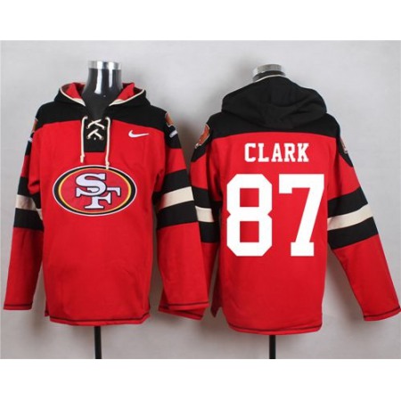 49ers #87 Dwight Clark Red Player Pullover NFL Hoodie