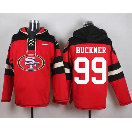 49ers #99 DeForest Buckner Red Player Pullover NFL Hoodie
