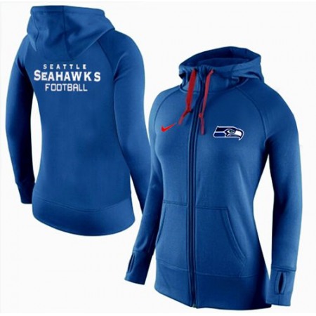 Women's Seattle Seahawks Full-Zip Performance Hoodie Blue