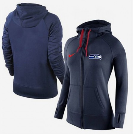 Women's Seattle Seahawks Full-Zip Performance Hoodie Dark Blue