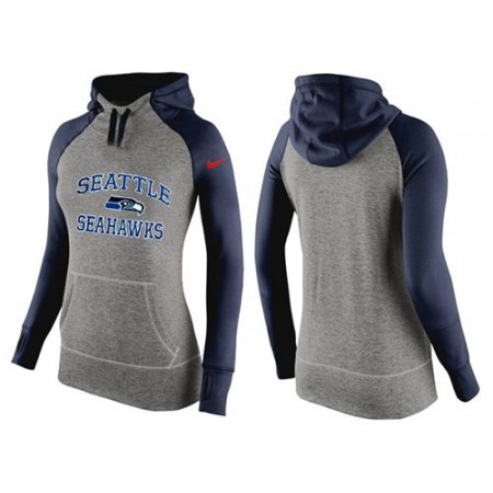 Women's Seattle Seahawks Performance Hoodie Grey & Dark Blue_2
