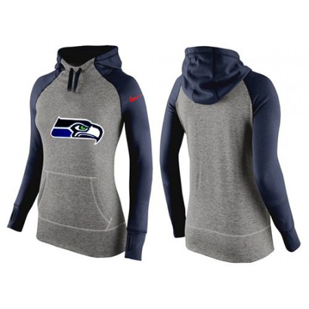 Women's Seattle Seahawks Performance Hoodie Grey & Dark Blue_3
