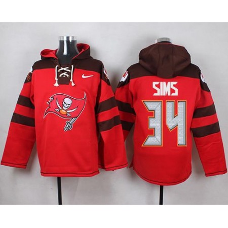 Buccaneers #34 Charles Sims Red Player Pullover NFL Hoodie