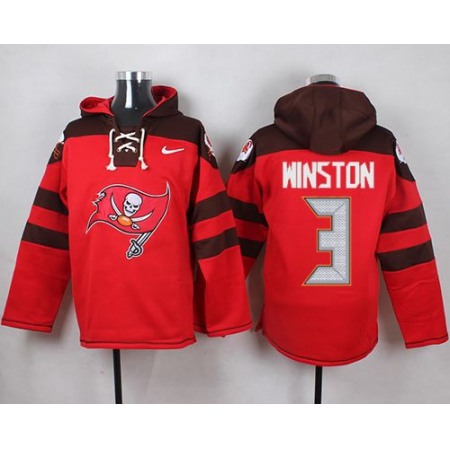 Buccaneers #3 Jameis Winston Red Player Pullover NFL Hoodie